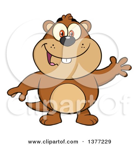 Clipart of a Cartoon Groundhog Waving - Royalty Free Vector Illustration by Hit Toon