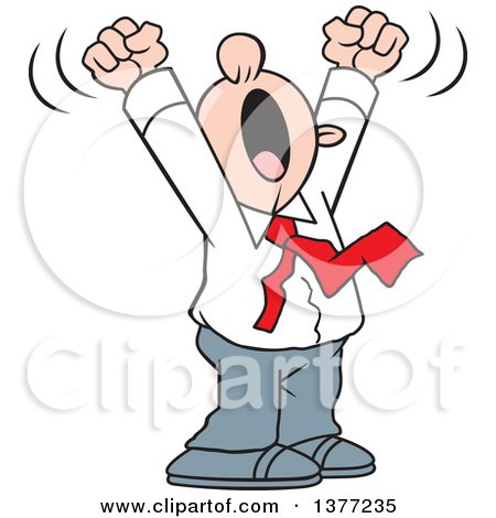 Clipart of a Cartoon White Business Man Doing a Big Yawn, with His Arms  Above His Head - Royalty Free Vector Illustration by Johnny Sajem #1377235