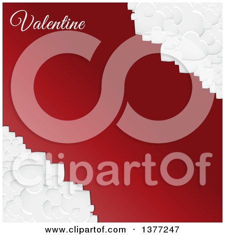 Clipart of 3d Corners of White Valentine Love Hearts over Red with Text and Copy Space - Royalty Free Vector Illustration by elaineitalia
