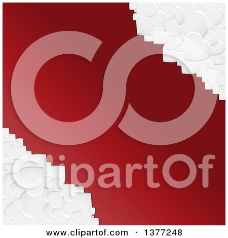 Clipart of 3d Corners of White Valentine Love Hearts over Red with Text Space - Royalty Free Vector Illustration by elaineitalia