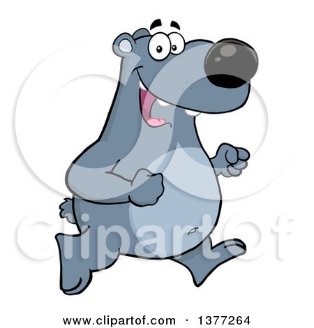 Clipart of a Cartoon Happy Bear Running Upright - Royalty Free Vector Illustration by Hit Toon