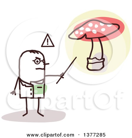 Clipart of a Male Stick Doctor Discussing a Poisonous Mushroom - Royalty Free Vector Illustration by NL shop