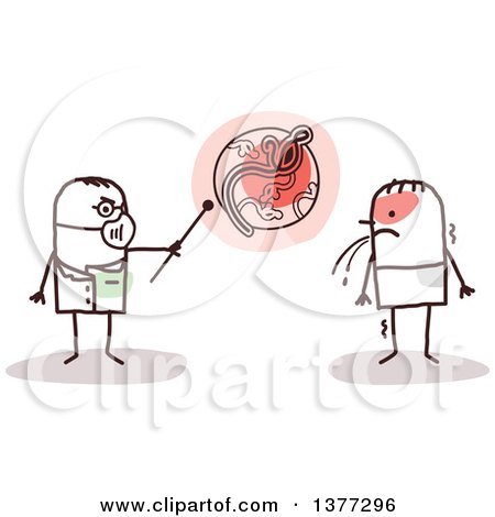 Clipart of a Stick Male Doctor Talking to an Ebola Virus Patient - Royalty Free Vector Illustration by NL shop