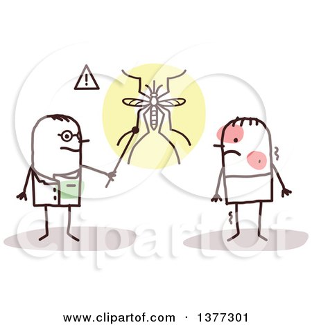 Clipart of a Stick Male Doctor Talking to a Patient with Dengue Fever - Royalty Free Vector Illustration by NL shop
