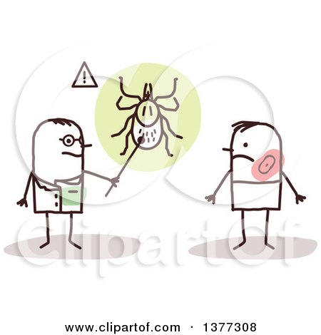 Clipart of a Stick Male Doctor Discussing Ticks with a Lyme Disease Patient - Royalty Free Vector Illustration by NL shop