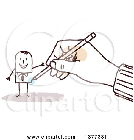 Clipart of a Hand Drawing a Stick Business Man - Royalty Free Vector Illustration by NL shop