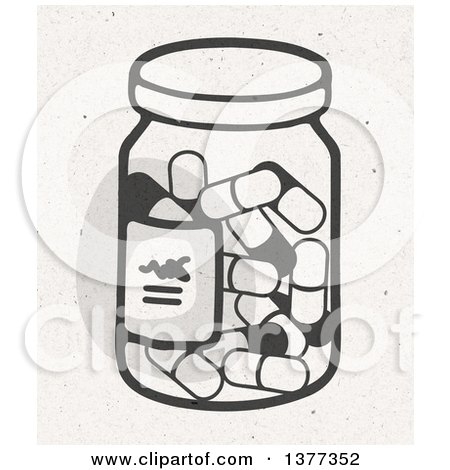 Clipart of a Bottle of Pills on Fiber Texture - Royalty Free Illustration by NL shop