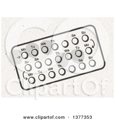 Clipart of a Pack of Oral Contraceptive Birth Control on Fiber Texture - Royalty Free Illustration by NL shop
