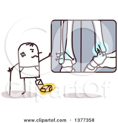 Clipart of a Hurt Stick Man Looking at X Rays - Royalty Free Vector Illustration by NL shop