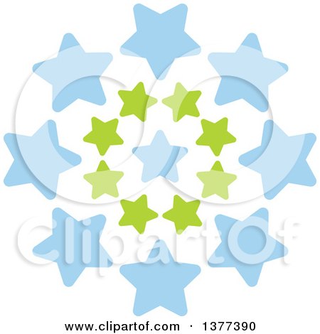 Clipart of a Burst of Green and Blue Stars - Royalty Free Vector Illustration by Cherie Reve