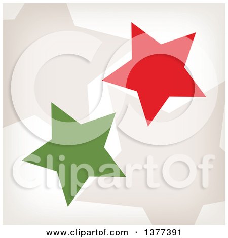 Clipart of Retro Tan, Red and Green Stars - Royalty Free Vector Illustration by Cherie Reve