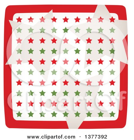 Clipart of Retro Tan, Red and Green Stars in a Red Border| Royalty Free Vector Illustration by Cherie Reve