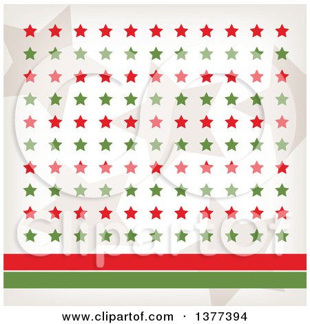 Clipart of Retro Tan, Red and Green Stars with Red and Green Lines - Royalty Free Vector Illustration by Cherie Reve