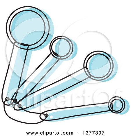 Clipart of Sketched Blue Measuring Spoons - Royalty Free Vector Illustration by Cherie Reve
