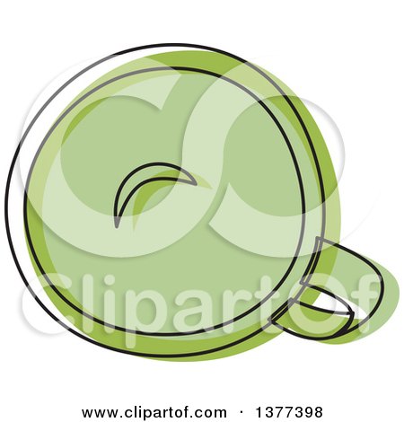 Clipart of a Sketched Green Coffee Mug - Royalty Free Vector Illustration by Cherie Reve