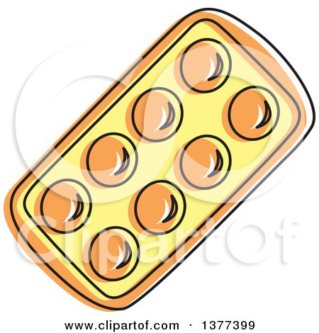 Clipart of a Sketched Orange Tray of Eggs - Royalty Free Vector Illustration by Cherie Reve