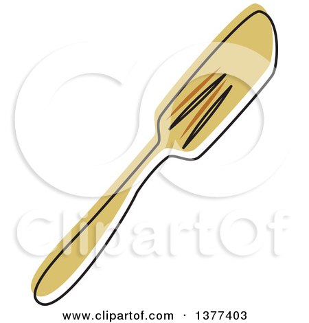 Clipart of a Sketched Tan Spatula - Royalty Free Vector Illustration by Cherie Reve