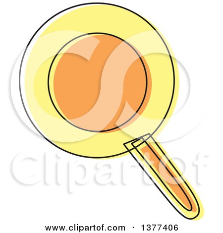 Clipart of a Sketched Yellow and Orange Frying Pan - Royalty Free Vector Illustration by Cherie Reve