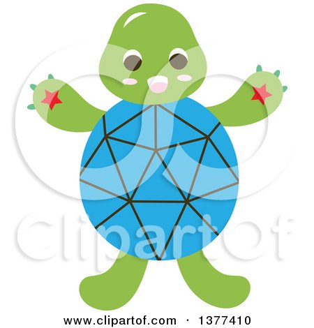 Clipart of a Blue Shelled Turtle - Royalty Free Vector Illustration by Cherie Reve