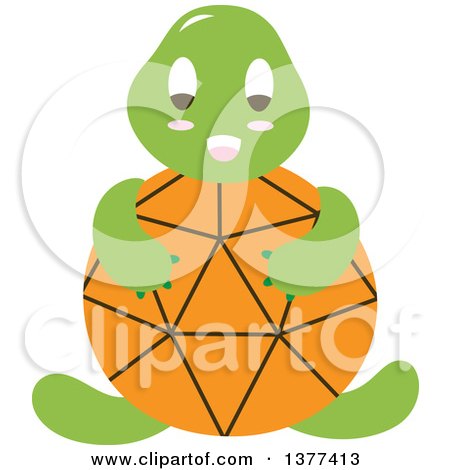 Clipart of an Orange Shelled Turtle Sitting - Royalty Free Vector Illustration by Cherie Reve