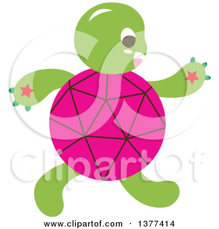Clipart of a Pink Shelled Turtle Walking Upright - Royalty Free Vector Illustration by Cherie Reve