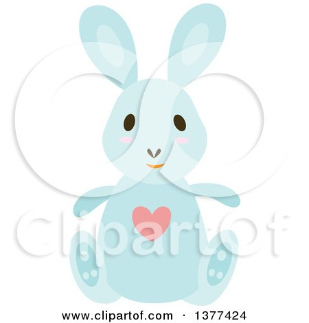Clipart of a Blue Bunny Rabbit Sitting - Royalty Free Vector Illustration by Cherie Reve