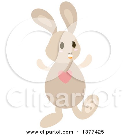Clipart of a Bunny Rabbit with a Heart on His Chest - Royalty Free Vector Illustration by Cherie Reve
