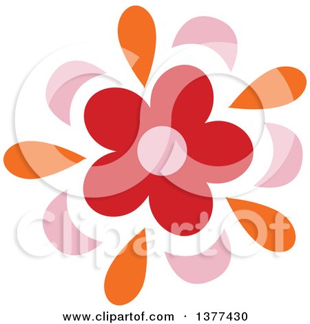 Clipart of a Red Pink and Orange Flower Burst Design - Royalty Free Vector Illustration by Cherie Reve