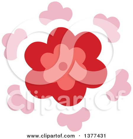 Clipart of a Red and Pink Flower Burst Design - Royalty Free Vector Illustration by Cherie Reve