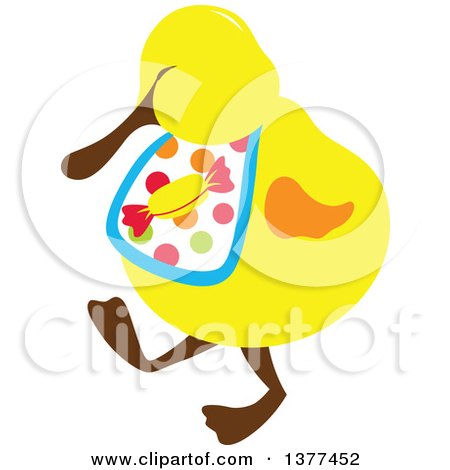 Clipart of a Yellow Duck Wearing a Candy Bib - Royalty Free Vector Illustration by Cherie Reve