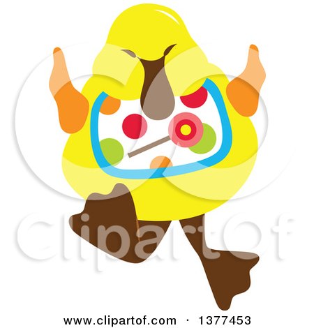 Clipart of a Yellow Duck Wearing a Candy Bib - Royalty Free Vector Illustration by Cherie Reve