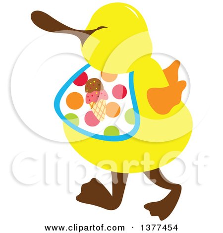 Clipart of a Yellow Duck Wearing a Waffle Ice Cream Cone Bib - Royalty Free Vector Illustration by Cherie Reve