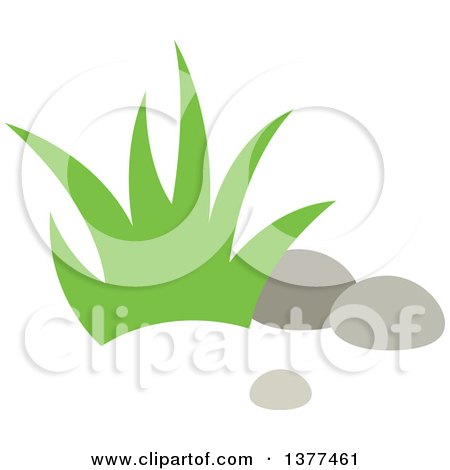 Clipart of a Bunch of Grass and Rocks - Royalty Free Vector Illustration by Cherie Reve