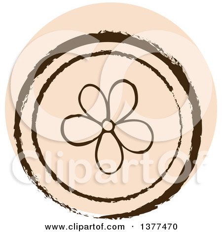 Clipart of a Distressed Round Tan Flower Spring Time Icon - Royalty Free Vector Illustration by Cherie Reve