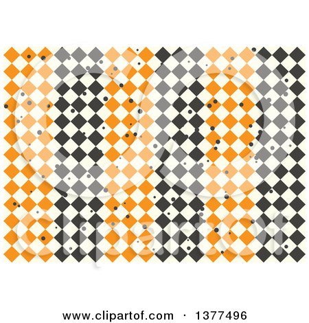 Clipart of a Geometric Background Pattern of Orange, Tan and Dark Diamonds - Royalty Free Vector Illustration by Cherie Reve