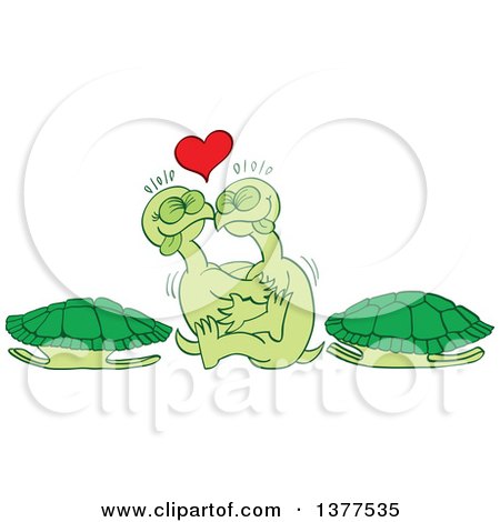 Clipart of a Pair of Turtles Making Love Outside of Their Shells - Royalty Free Vector Illustration by Zooco