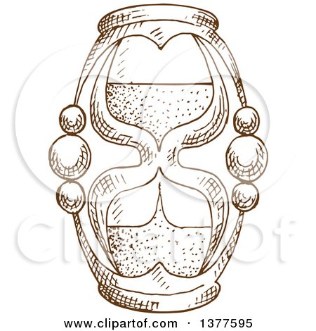 Clipart of a Brown Sketched Hourglass - Royalty Free Vector Illustration by Vector Tradition SM