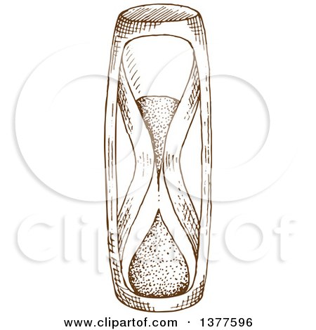 Clipart of a Brown Sketched Hourglass - Royalty Free Vector Illustration by Vector Tradition SM