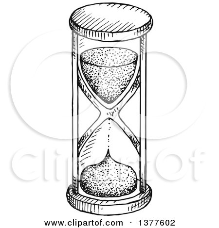 Clipart of a Black and White Sketched Hourglass - Royalty Free Vector Illustration by Vector Tradition SM