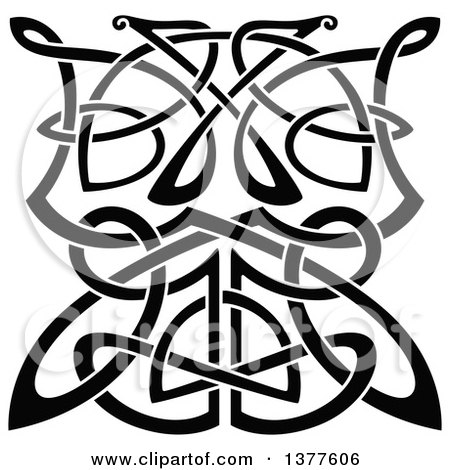 Clipart of a Black and White Celtic Knot Butterfly - Royalty Free Vector Illustration by Vector Tradition SM