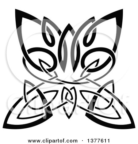 Clipart of a Black and White Celtic Knot Butterfly - Royalty Free Vector Illustration by Vector Tradition SM