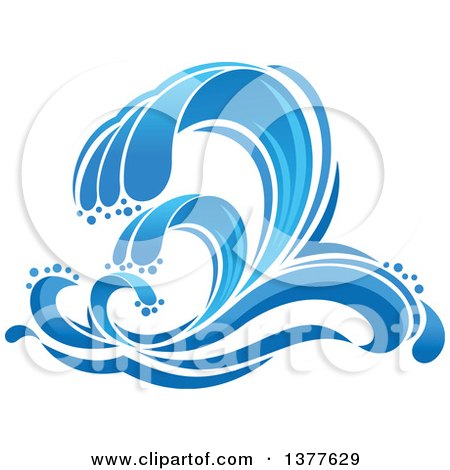 Clipart of a Blue Splash or Surf Wave - Royalty Free Vector Illustration by Vector Tradition SM