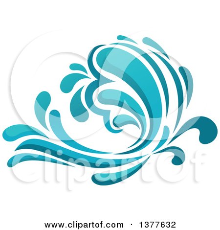 Clipart of a Blue Splash or Surf Wave - Royalty Free Vector ...