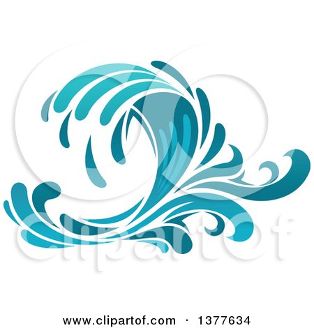 Clipart of a Blue Splash or Surf Wave - Royalty Free Vector Illustration by Vector Tradition SM