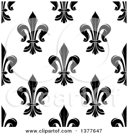 Clipart of a Seamless Pattern Background of Black and White Fleur De Lis - Royalty Free Vector Illustration by Vector Tradition SM