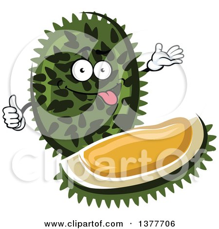 Clipart of a Durian Fruit Character and Wedge - Royalty Free Vector Illustration by Vector Tradition SM