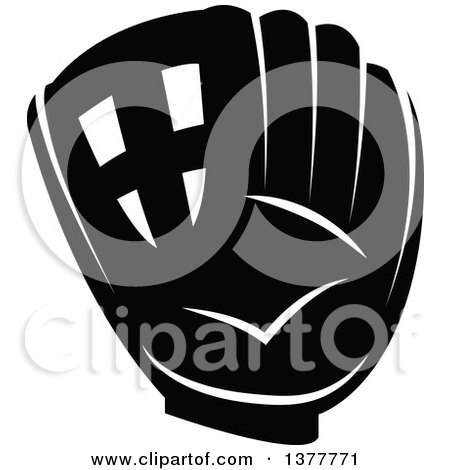 Clipart of a Black and White Baseball Glove - Royalty Free Vector Illustration by Vector Tradition SM