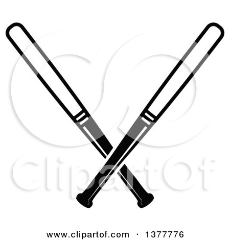 Clipart of a Black and White Crossed Bats - Royalty Free Vector Illustration by Vector Tradition SM