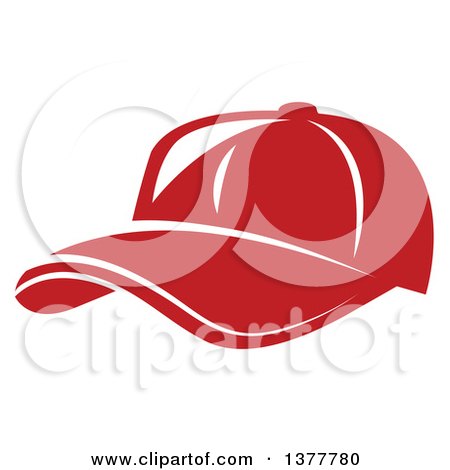 Clipart of a White Outlined Red Baseball Cap - Royalty Free Vector Illustration by Vector Tradition SM