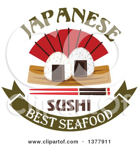 Clipart of a Japanese Sushi Design with Text - Royalty Free Vector Illustration by Vector Tradition SM